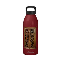 Carved-Wood Cross Water Bottle