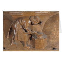 Carving depicting a coppersmith cards