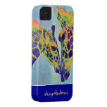 cas bleu d'iphone de girafes personalizable coque Case-Mate iPhone 4