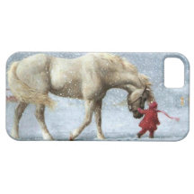 Cas de l'iPhone 5 d'hiver de fille et de cheval Coque Case-Mate iPhone 5