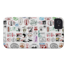 Cas de téléphone de motif de timbres de voyage coques iPhone 4 Case-Mate