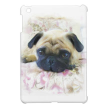 Cas d'ipad de chien de carlin mini