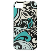 Cas floral de l'iPhone 5 de remous de turquoise Coques iPhone 5 Case-Mate