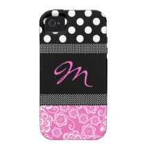 Cas Girly élégant de l'iphone 4 de monogramme Coque Case-Mate iPhone 4