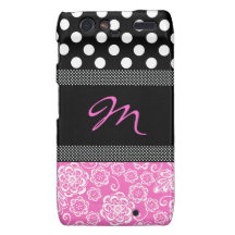 Cas Girly élégant de Motorola Razr de monogramme Étui Motorola Droid RAZR