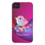 Cas mignon de l'iPhone 4 avec l'oiseau et le nom Coque Case-Mate iPhone 4