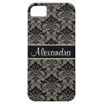 Cas nommé floral de l'iPhone 5 de damassé noire et Étuis iPhone 5