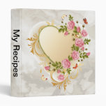 Cascading Roses Gold Heart 3 Ring Binder