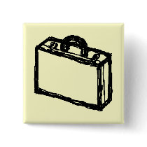 Case Sketch. Black and Cream. Suitcase, Briefcase Pinback Button