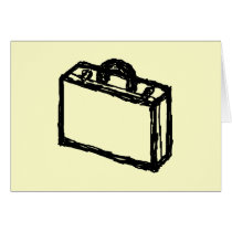 Case Sketch. Black and Cream. Suitcase, Briefcase Cards