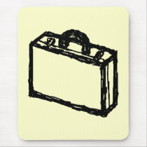Case Sketch. Black and Cream. Suitcase, Briefcase Mousepads