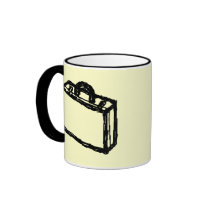 Case Sketch. Black and Cream. Suitcase, Briefcase Mug