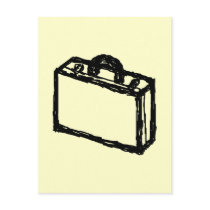Case Sketch. Black and Cream. Suitcase, Briefcase Postcards