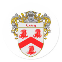 Casey Coat of Arms (Mantled) Round Stickers