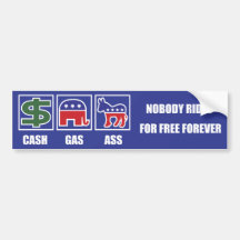 CASH GAS ASS BUMPER STICKERS