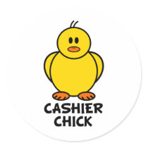 Cashier Chick Round Stickers