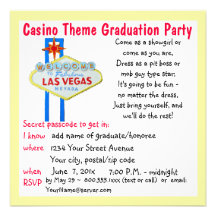 Casino Theme Vegas Style Graduation Party Custom Announcements