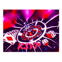 Casino Theme Wedding Invitation RSVP Postcards