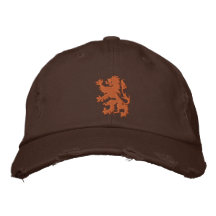 Casquette affligé par lion effréné néerlandais casquette brodée