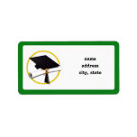 Casquette w/Diploma - arrière - plan vert d'obtent Étiquette D’adresse