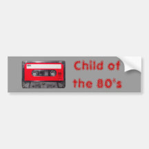 cassette rouge d'étiquette des années 80 autocollant pour voiture