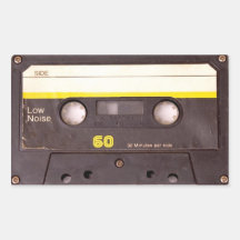 Cassette Tape Black Rectangular Stickers