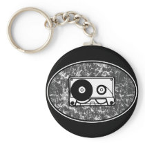 Cassette Tape Black & White keychains
