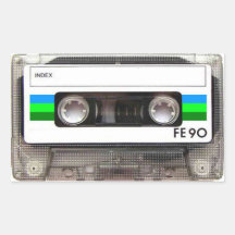 Cassette Tape Green Rectangular Stickers