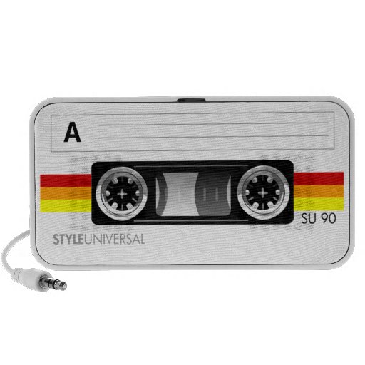 Cassette tape label speakers