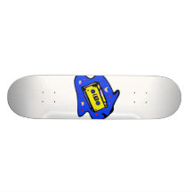 Cassette Tape Yellow and Blue Custom Skate Board