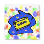 Cassette Tape Yellow and Blue Fridge Magnet