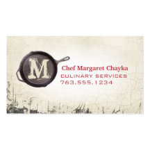 cast iron skillet frying pan cooking chef biz card business card templates