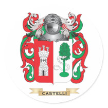 Castelli Coat of Arms (Family Crest) Round Stickers