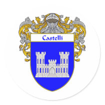 Castelli Coat of Arms (Mantled) Sticker