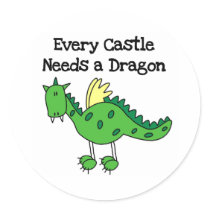 Castle Dragon Round Sticker