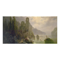 Castle Ruins by a Lake by Albert Rieger Picture Card