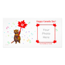 Castor heureux de jour du Canada Cartes De Vœux Avec Photo