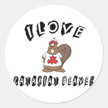 Castor vilain de Canadien d'amour d'I Autocollant Rond