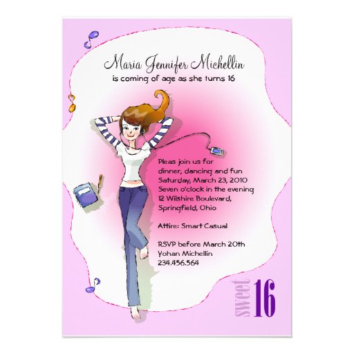 Casual Sweet 16 Birthday Party Invitation
