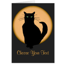 Cat Against the Rising Moon Card