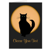 Cat Against the Rising Moon Card