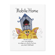 Cat and Bird House mobile home Postcard