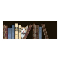 Cat and books bookmark business card