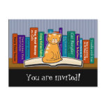 Cat and Books Invitation Postcard