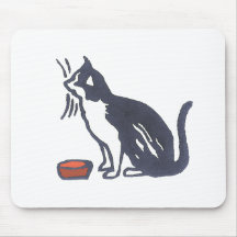 Cat and Bowl Mouse Pad