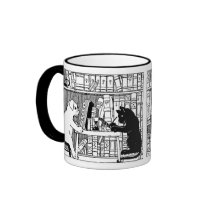 Cat and Dog in the Library Mugs