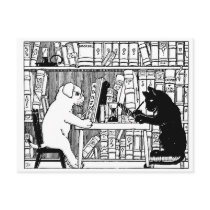 Cat and Dog in the Library