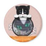 Cat and Fishbowl Magnet