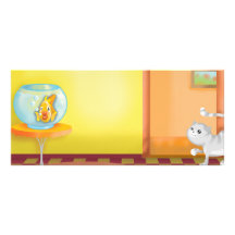 cat and fishy scene personalized rack card