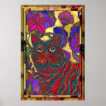 Cat and Flower Art Digital Edit Print